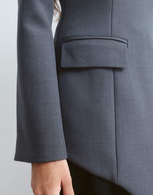 ARRANGE&nbsp;tailored asymmetric longline top in grey, 3 of 7
