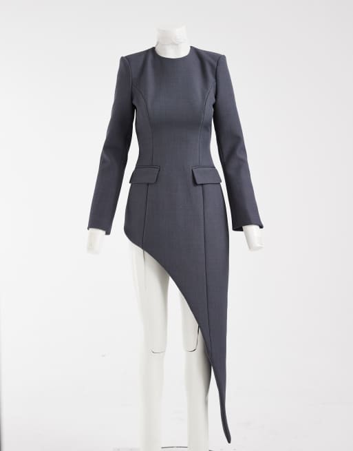 ARRANGE&nbsp;tailored asymmetric longline top in grey, 5 of 7