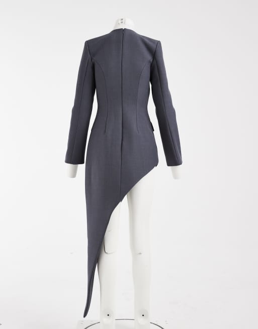 ARRANGE&nbsp;tailored asymmetric longline top in grey, 6 of 7