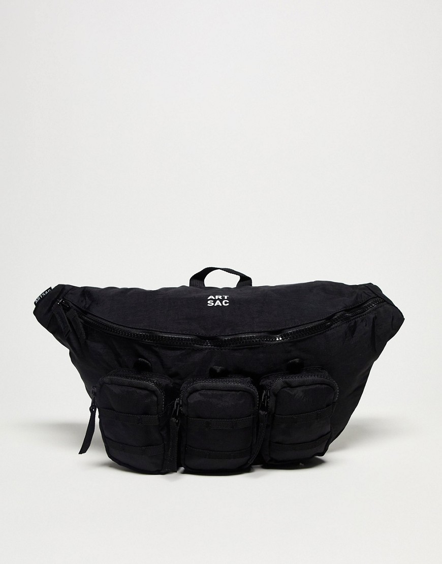 ARTSAC jaspar triple pocket sling cross body bag in black