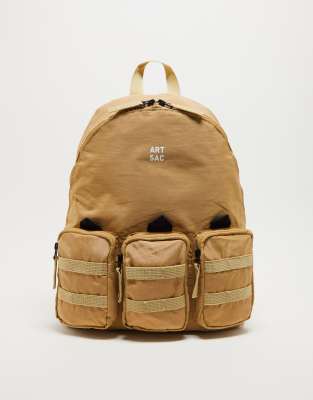 Artsac Triple Pocket Backpack In Stone-neutral