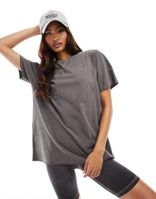 AS0S 4505  Icon oversized t-shirt with quick dry in washed charcoal