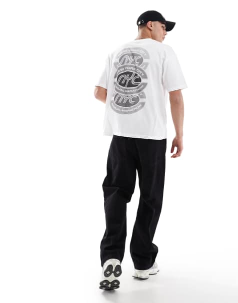 AS0S DESIGN oversized t-shirt with sports graphic in white - view 1