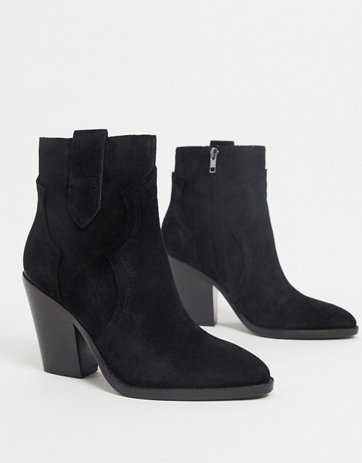 ASH esquire leather heeled boots in black