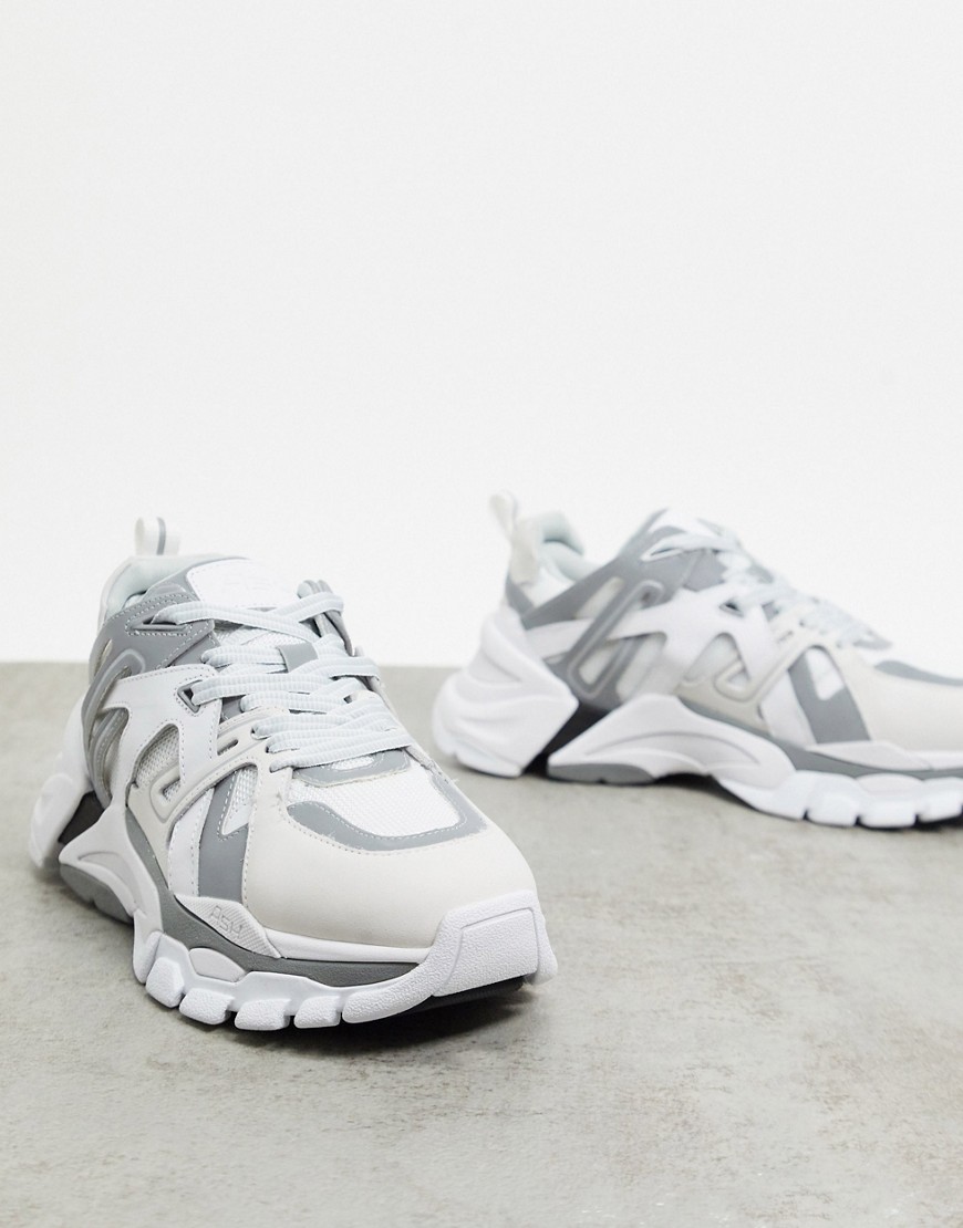 ASH flash chunky trainers in white with silver