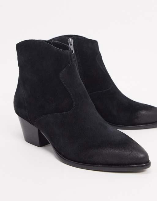 Ash Heidi mid heel ankle boot in black ASOS