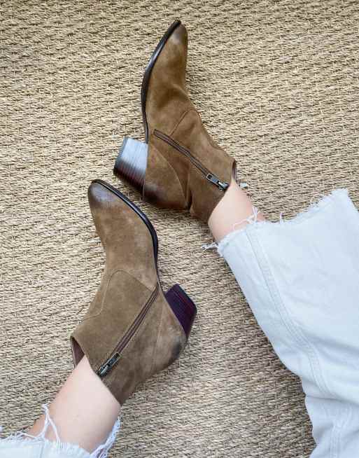 Ash Heidi mid heel ankle boot in russet