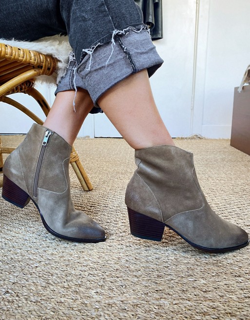Ash Heidi mid heel ankle boot in taupe