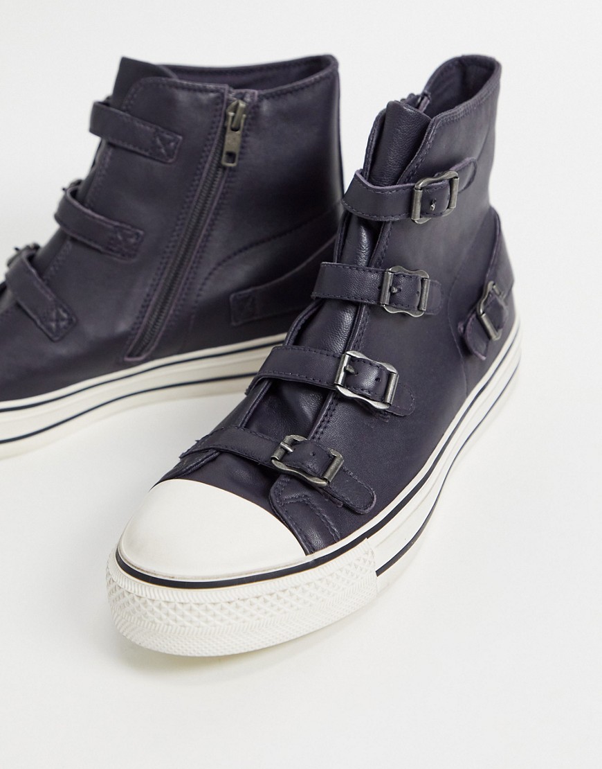ASH high top buckle trainers in graphite-Grey