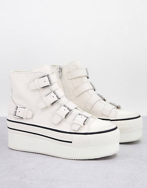 Ash Jewel platform buckle trainers in white