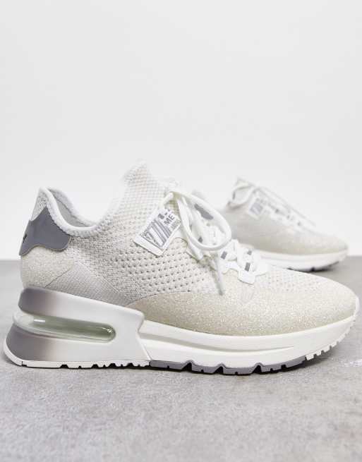 ASH krush glitter runner chunky trainers in white silver mix