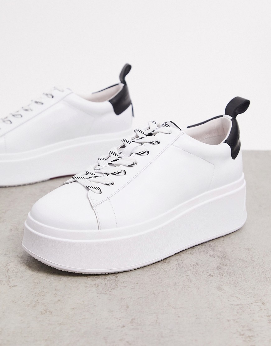 Ash Moon platform trainer with black back tab in white