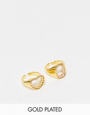 Ashiana 2 pack of gold chunky rings