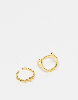 Ashiana 2 pack of rings in gold