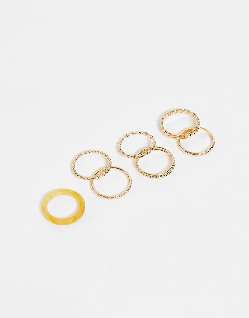 Ashiana 7 pack rings with orange and gold details