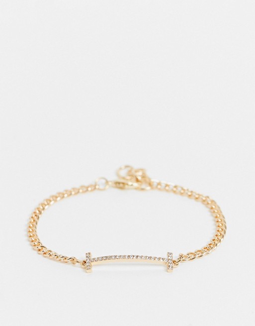 Ashiana crystal bar gold chain bracelet