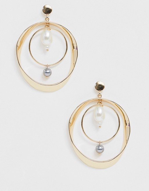Ashiana gold layered hoop earrings with pearl