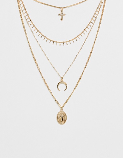 Ashiana gold mixed pendant layered necklace