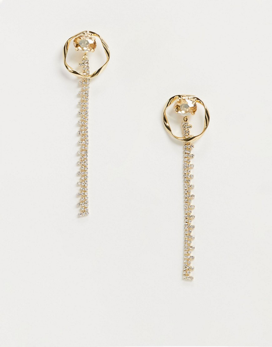 Ashiana – Guldfärgade hängande örhängen med strass