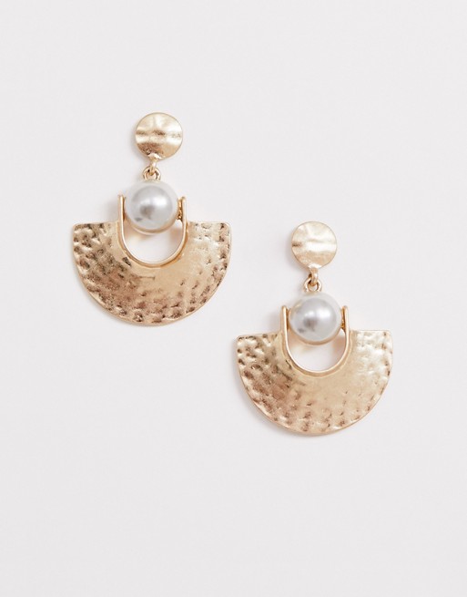 Ashiana hammered gold and pearl earrings