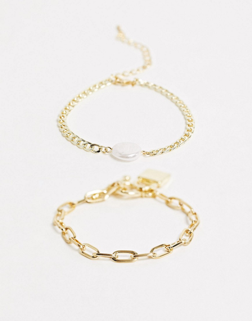 Ashiana - Lock - Confezione multipack di braccialetti oro