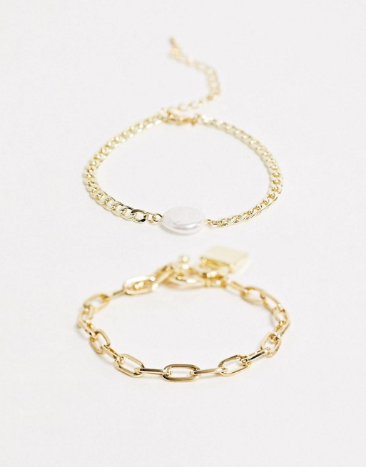 Ashiana Lock Multi Bracelet in Gold