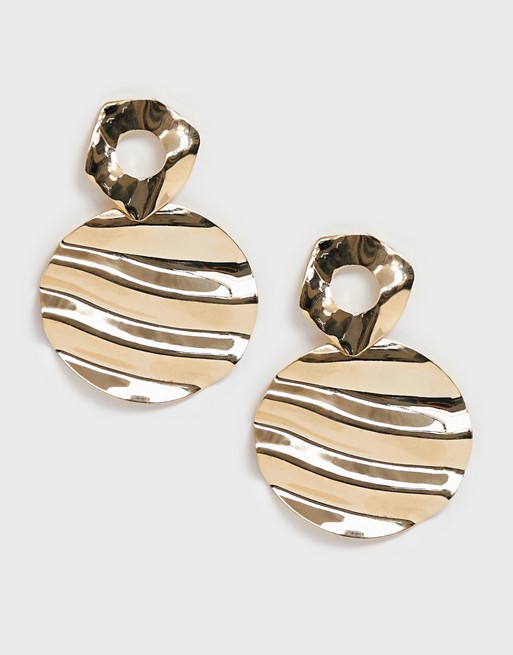 Ashiana molten gold circle drop earrings