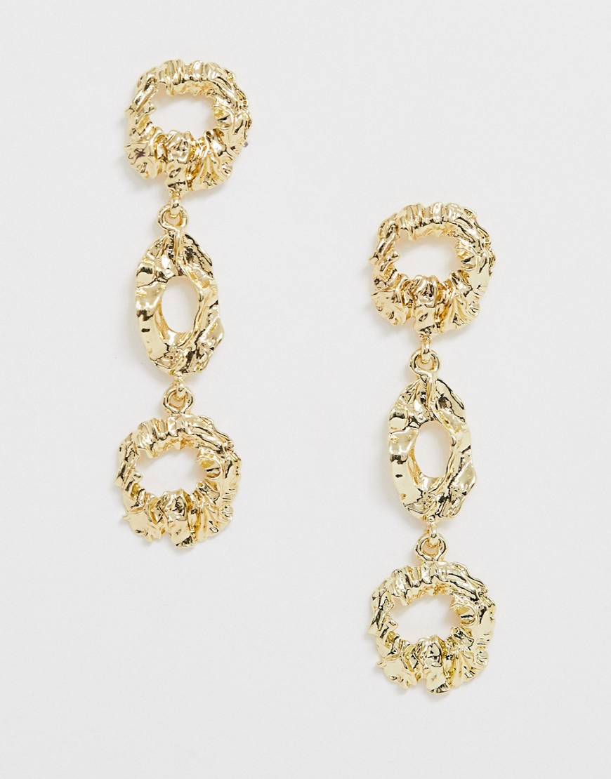Ashiana molten gold drop down earrings