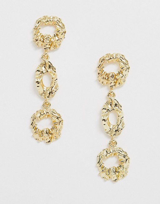 Ashiana molten gold drop down earrings