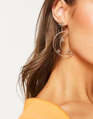 Ashiana moon and star gold earrings