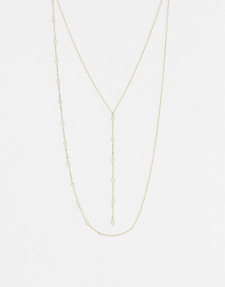 Ashiana multi layered necklace with lariat detail-Gold