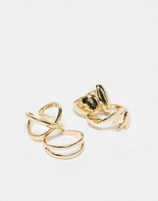 Ashiana pack of 4 gold rings in textured metal