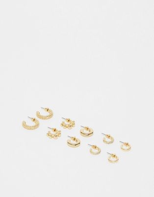 Ashiana pack of 5 small hoops in gold