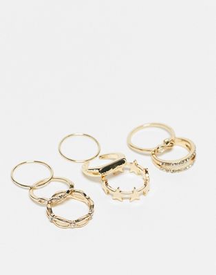 Ashiana pack of gold rings with star details
