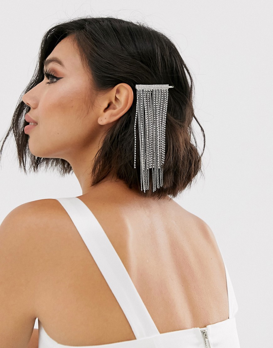 Ashiana – Silverfärgat hårspänne med hängande kedjor