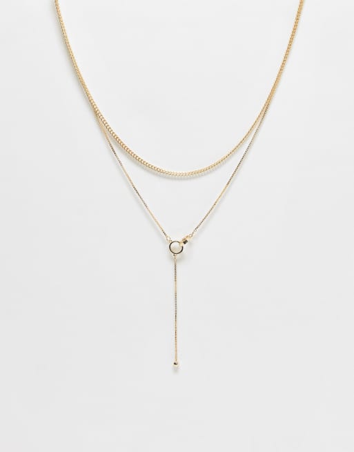 Ashiana twochain drop necklace in gold tone ASOS