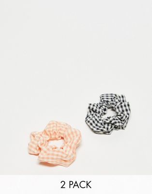 Ashiana two pack of scrunchies in orange and black