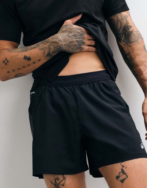 Asics 5inch running shorts in black and grey, 2 of 5