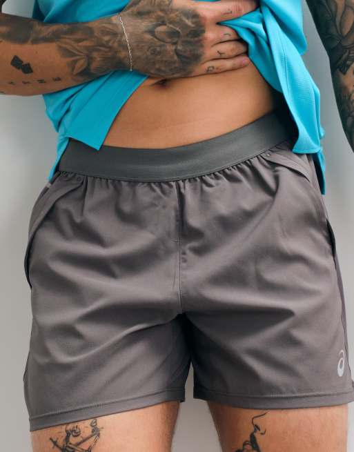Asics 5inch running shorts in truffle grey, 4 of 5