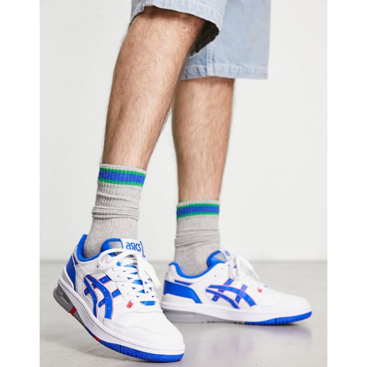 Blue Sneakers of Asics Brand. Stylish Lace-up Shoes for Warm