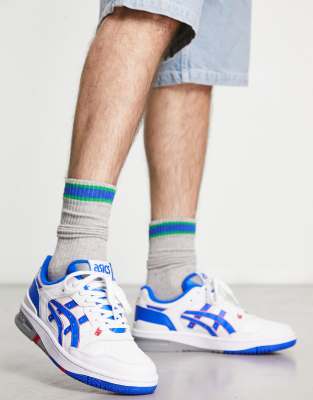 Asics red white hot sale and blue