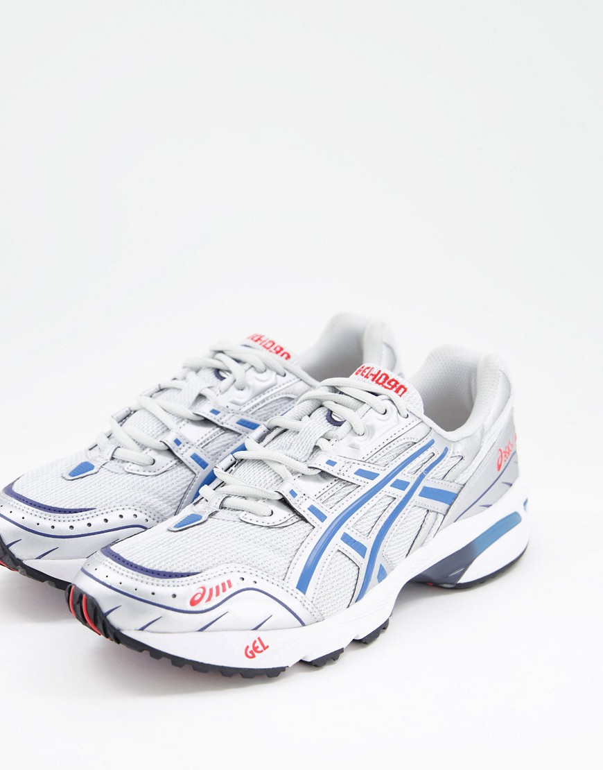 Asics Gel-1090 trainers in silver and blue