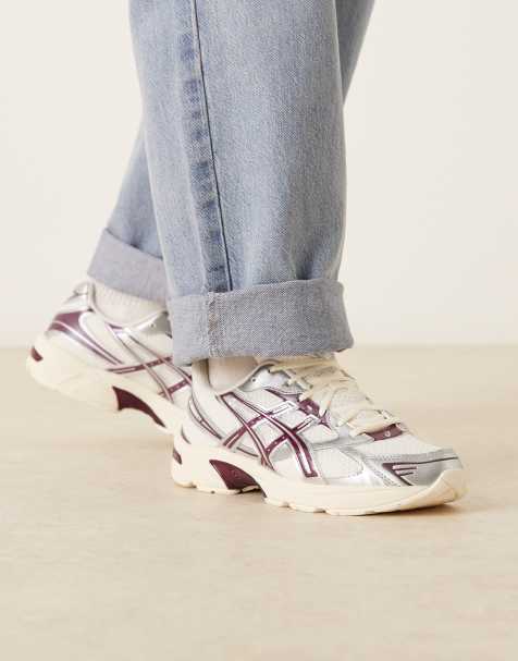 Asics Gel-1130 trainers in cream and purple - view 1