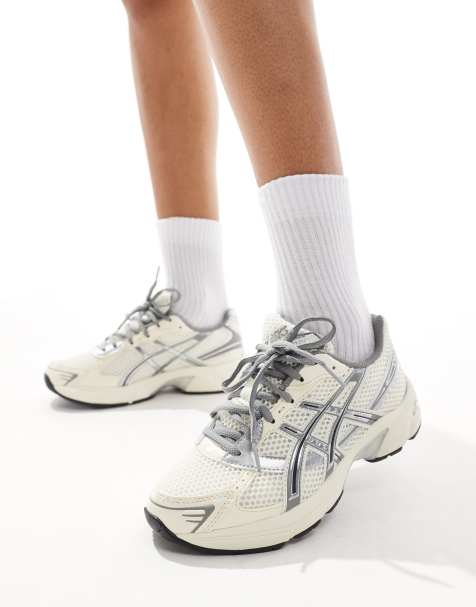 Asics Gel-1130 trainers in cream silver and grey - view 1