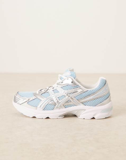 Asics Gel-1130 trainers in sky blue and silver - view 1