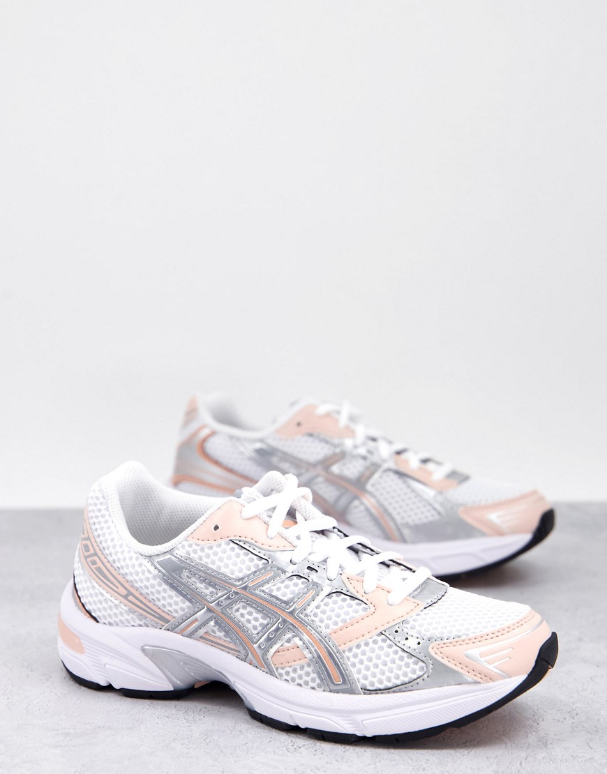 Asics Gel-1130 trainers in white and peach
