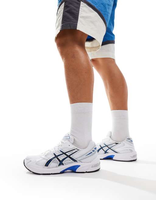 Asics Gel-1130  trainers in white silver and blue, 3 of 5