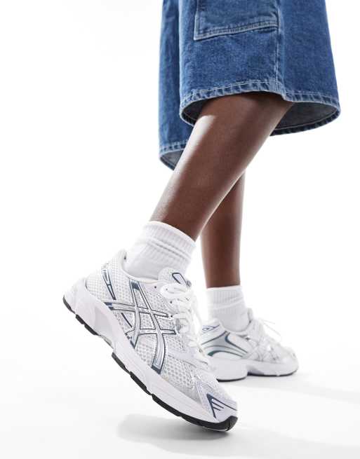 Asics Gel 1130 trainers in white silver and faded ash rock