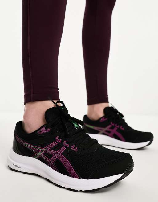 Black and purple asics hotsell running shoes