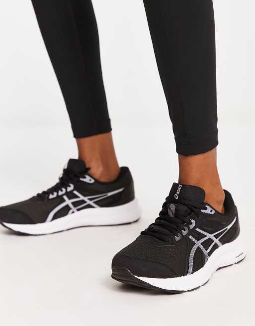 Asics black discount and white trainers